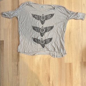 Lauren Moshi Gray Graphic Long Sleeve Tee